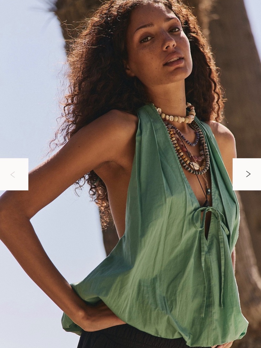 Free People Teal Tie-Front Halter Top